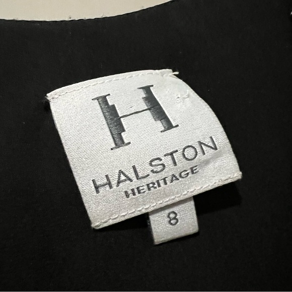 Halston Heritage 8 Black Silk Sheer Long Sleeve Smocked Hem Blouse R6 - Picture 3 of 4